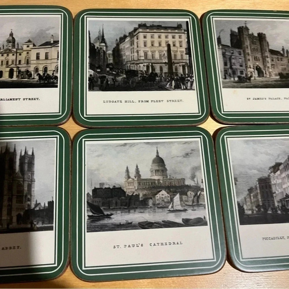 London Scenes Beverage Coasters Cork Backed Set of Set Of 6 England Vintage - Picture 3 of 7